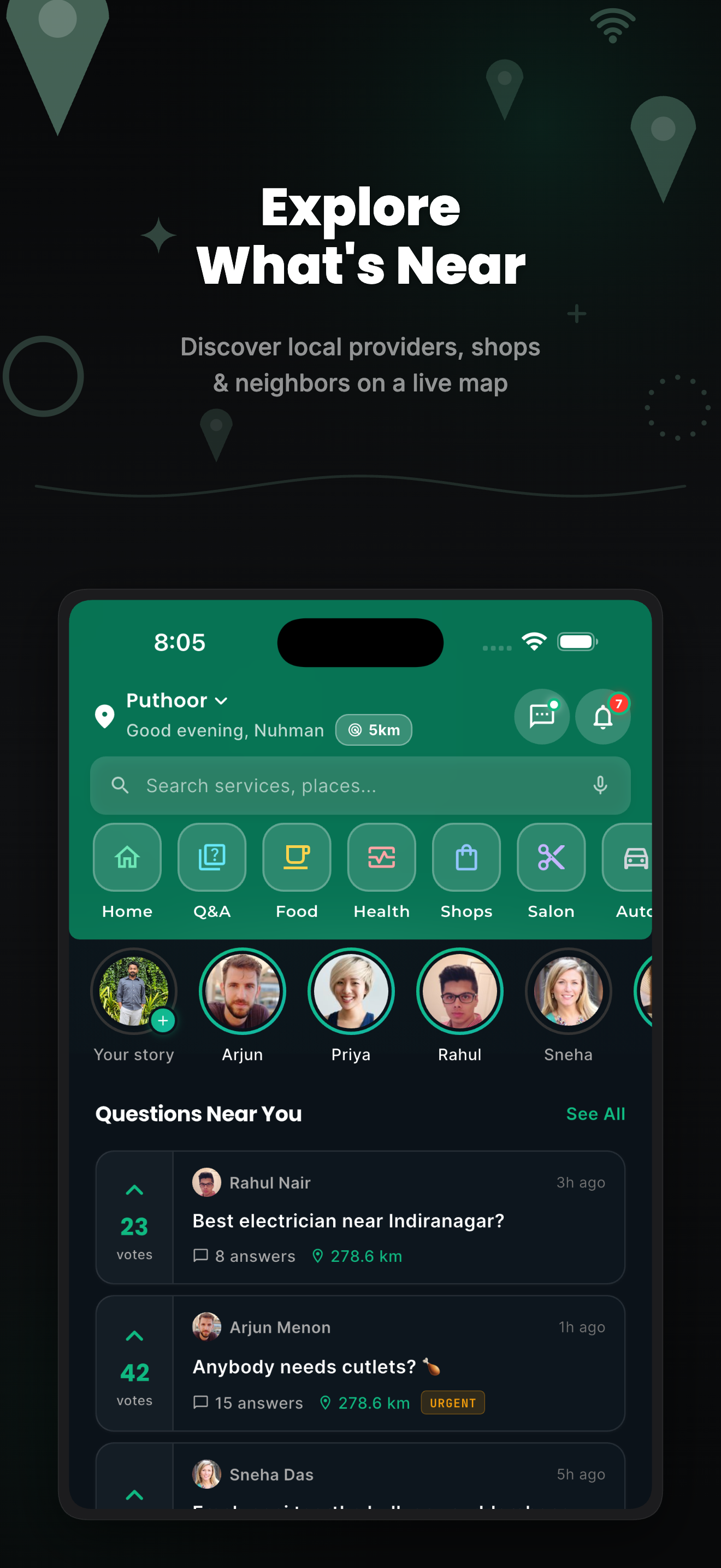 Explore What's Near — Home Map Tab